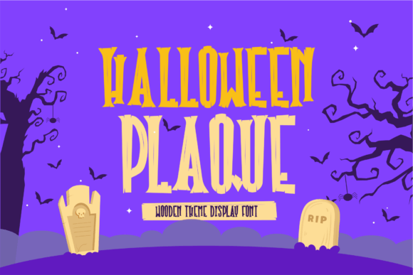 Halloween Plaque: A Wood-Textured Display Font for Spooky Branding
